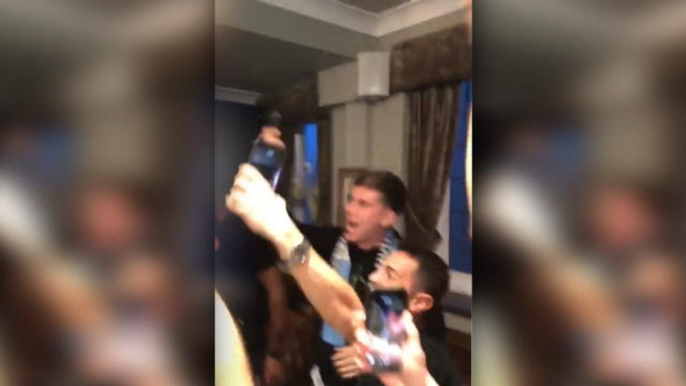 City players celebrate Premier League title in Manchester bar