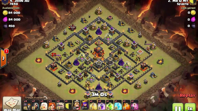 Clash of Clans TH10 vs TH10 Clan War 3 Star Attack Strategy Golem, Wizard, Valkyrie (GoWiVa)