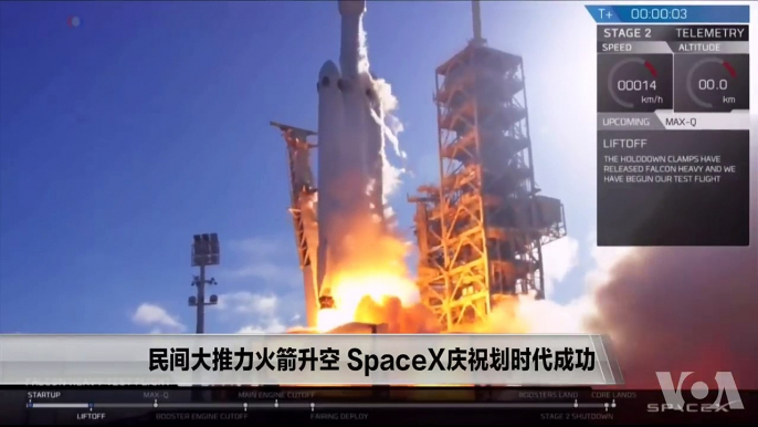 民间大推力火箭升空 SpaceX庆祝划时代成功