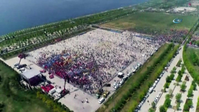 Maltepe Miting alanında toplanan kalabalık havadan görüntülendi