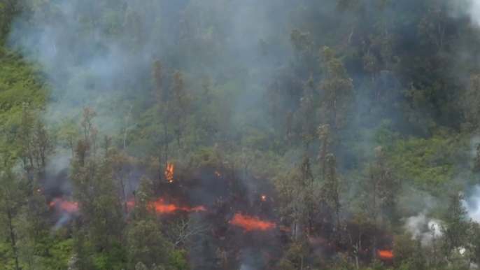 Hawaii Army National Guard Chopper Video Shows Lava Spurting From Kilauea Fissure