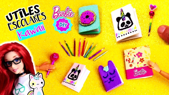 Como hacer UTILES ESCOLARES Kawaii para MUÑECAS Barbie muy FÁCIL! MANUALIDADES PARA MUÑECAS