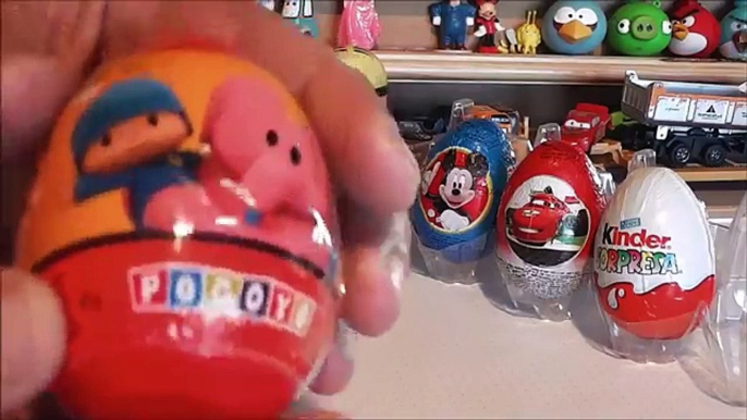 5 eggs surprise, Spongebob, Pocoyo, Mickey Mouse, Cars 2, Kinder Surprise. Collection.