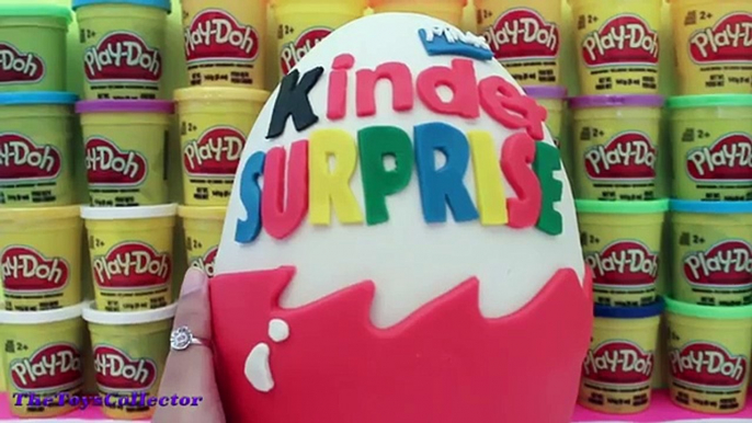 BIGGEST Kinder Surprise Egg Play Doh! Learn words! + Rare Shopkins, Frozen Fashems and MLP Toys