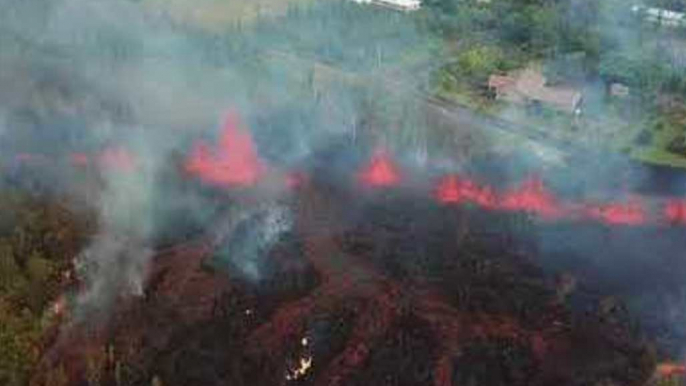 Aerial Footage Shows Lava Flows From Kilauea Volcano