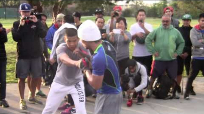 MANNY PACQUIAO SHOWS COUNTER-PUNCHING TRAINING for Manny Pacquiao vs Floyd Mayweather