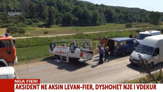 Report TV - Aksident në Rrugën Levan - Fier, përmbyset makina, një i vdekur