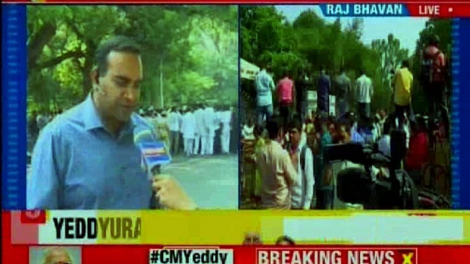 BS Yeddyurappa takes oath at Raj Bhawan, becomes new CM; Congress protests outside Vidha Sabha