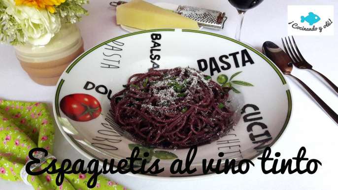 Espaguetis al VINO TINTO. Pasta original y diferente.