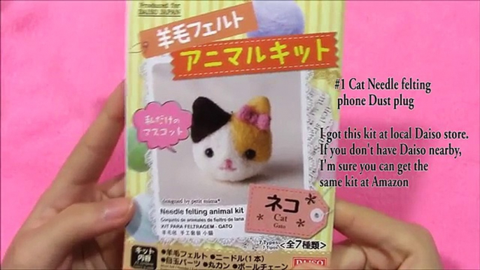 3 Japanese DIY Crafts: DIY Cat Needle felting Phone Dust Plug + DIY Ramen Candy + DIY Felt Cake