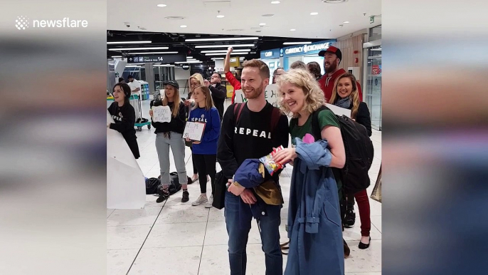 Irish diaspora arrives at Dublin airport ahead of historic abortion referendum