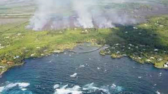 Helicoper Footage Shows Fissure 8 Lava Flows at Kilauea Volcano