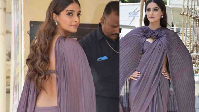 Sanju Trailer Launch: Sonam Kapoor looks stunning in Cape style Saree |FilmiBeat