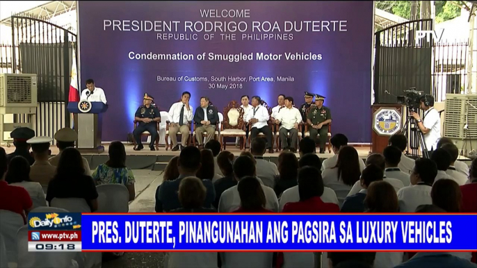 Pres. #Duterte, pinangunahan ang pagsira sa luxury vehicles