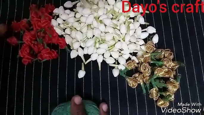 Colorful jasmine garland for bridal hairdo.(கொண்டை வளைவு)