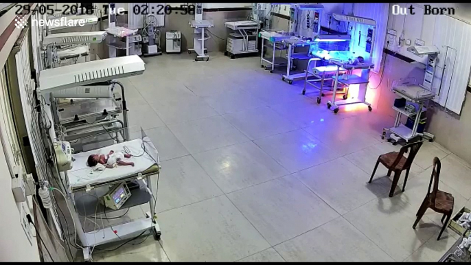 Terrifying moment hospital ICU with 23 newborns catches fire