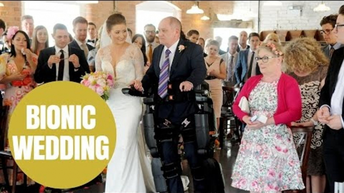Paralysed dad walks daughter down aisle on wedding day in Derby