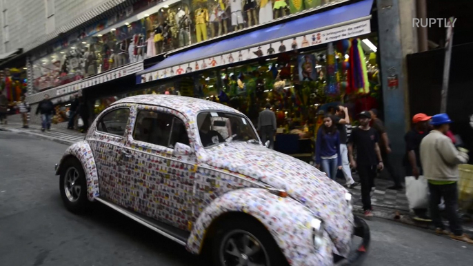 Collector’s item! Sao Paulo pranksters cover car in 15,000 footy stickers