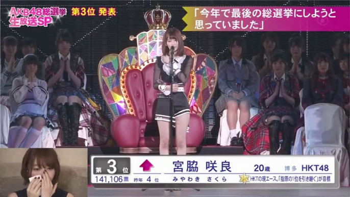 宮脇咲良 3位のスピーチ さっしーごめんなさい Sayaka Miyawaki 3rd speech says  I'm sorry  HKT48  2018.06.16