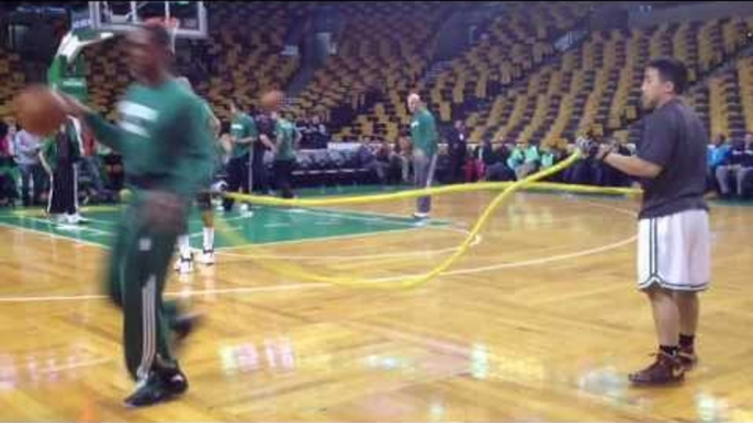 Rajon Rondo Pregame Resistance Training before Boston Celtics face New Orleans Pelicans