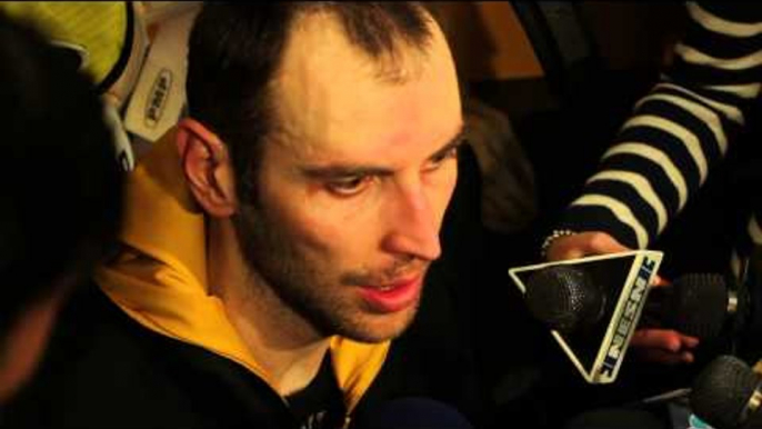 Zdeno Chara on Boston Bruins' defense after losing game 1 to Detroit Red Wings