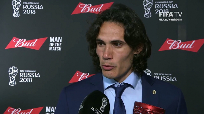 Uruguay's Edi Cavani after winning the Man Of The Match award