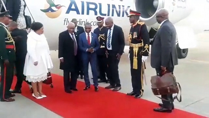 The Right Honourable Prime Minister of the Kingdom of Lesotho Dr. Motsoahae Thomas Thabane arriving in Botswana for the SACU Summit