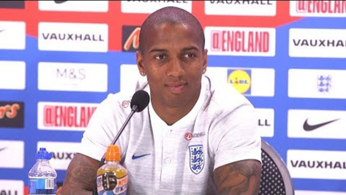 Ashley Young Pre-Match Press Conference - England v Croatia - World Cup Semi-Final - Embargo Extras