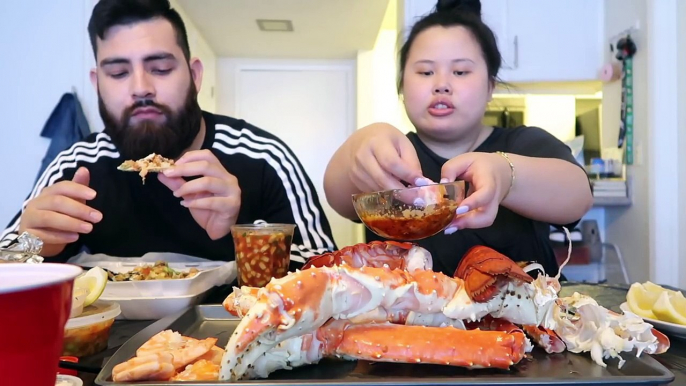 MUKBANG SEAFOOD BOIL! 먹방 (EATING SHOW!) KING CRAB + CEVICHE + SHRIMP (HOMEMADE)