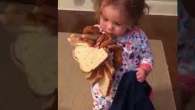 Mischievous Toddler Steals an Entire Loaf of Bread