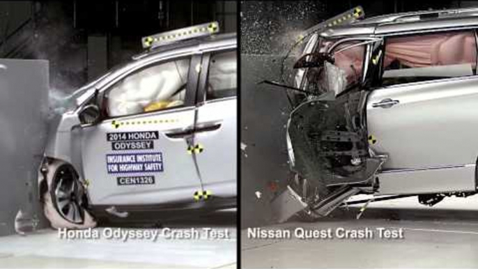 Crash tests minivans Honda Odyssey vs Nissan Quest | AutoMotoTV