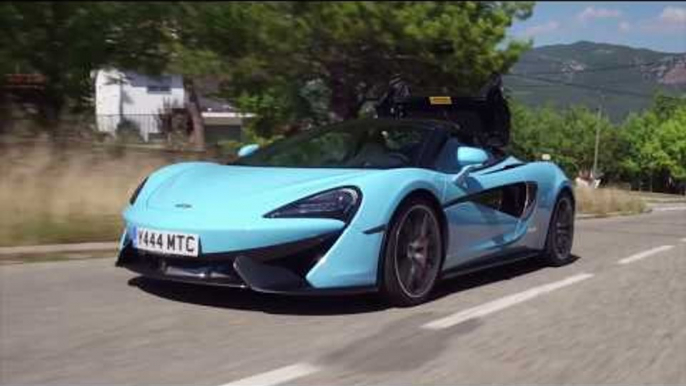 McLaren 570S Spider Driving Video in Curacao Blue | AutoMotoTV