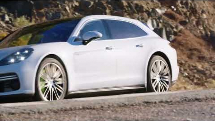 Porsche Panamera Turbo S E-Hybrid Sport Turismo Driving Video in Carrara White Metallic