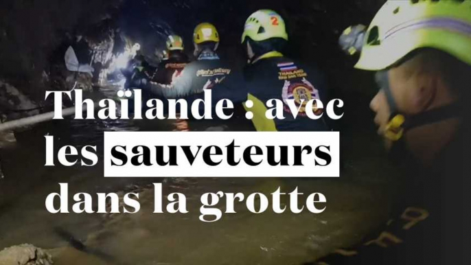 Thaïlande : les images impressionnantes des sauveteurs qui avancent dans la grotte