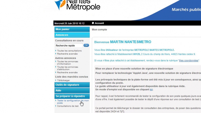 Signer une offre sur la plateforme marchés publics de Nantes Métropole