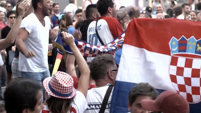 Fans of France and Croatia converged in Moscow causing a party to erupt