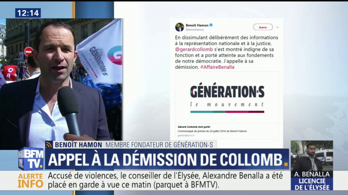 Affaire Benalla: Benoît Hamon appelle à la démission de Gérard Collomb