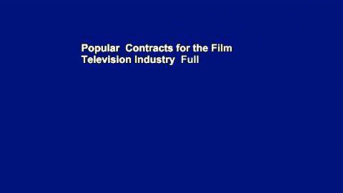 Popular  Contracts for the Film   Television Industry  Full