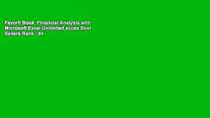 Favorit Book  Financial Analysis with Microsoft Excel Unlimited acces Best Sellers Rank : #4