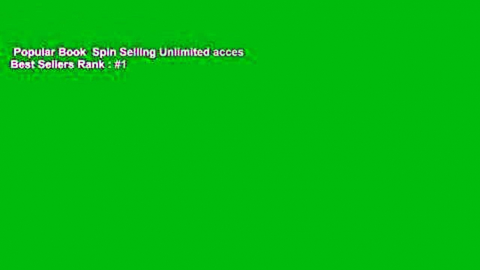 Popular Book  Spin Selling Unlimited acces Best Sellers Rank : #1