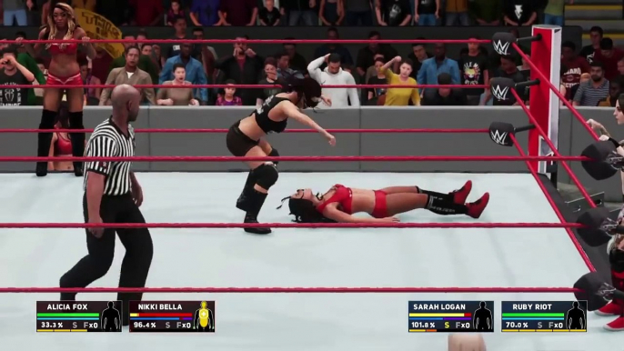 WWE 2K18 RAW NIKKI BELLA & ALICIA FOX VS SARAH LOGAN & RUBY RIOTT