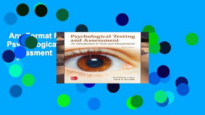 Any Format For Kindle  Psychological Testing and Assessment  Best Sellers Rank : #5