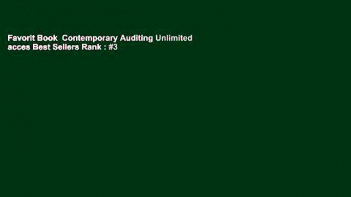 Favorit Book  Contemporary Auditing Unlimited acces Best Sellers Rank : #3