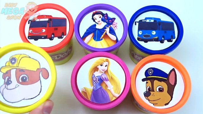 Cups Stacking Toys Play Doh Clay Princess Disney Paw Patrol Little Bus Tayo Colors for Kid