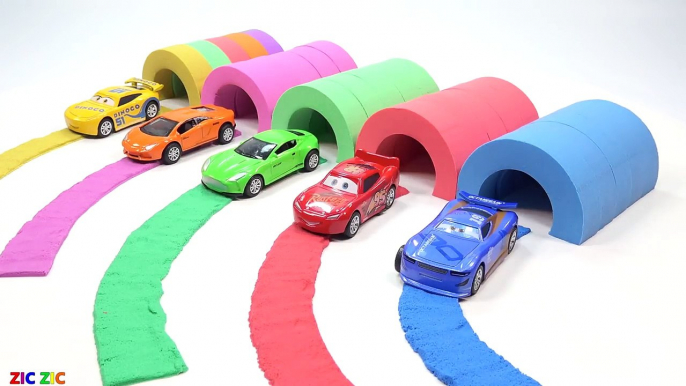 Learn Colors Kinetic Sand Street Vehicles W MCqueen Cars Fun Toys Nursery Rhymes Song For