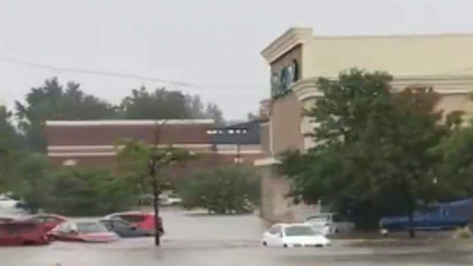 Flooding Swamps Cars at Little Falls, New Jersey, Mall