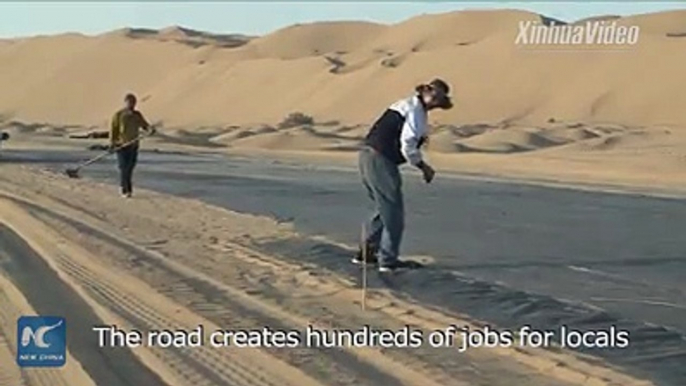 Jobs created, travel time to be cut, economic benefits will come along. Local villager Tuerd Kurban in China's Xinjiang tells what a desert road can bring.