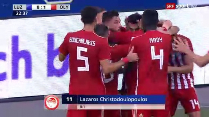 0-1 Lazaros Christodoulopoulos AMAZING Goal - Luzern vs Olympiakos Piraeus - 16.08.2018 [HD]