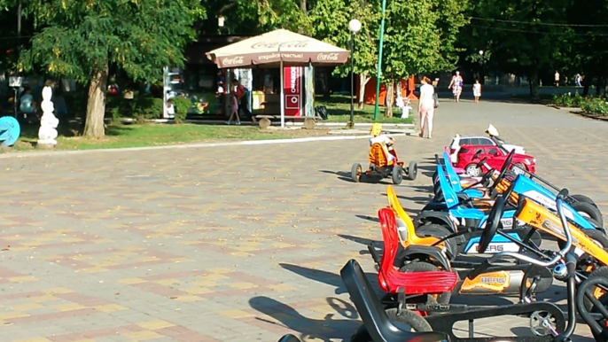 Fun in Park. Central Spot of Shahty Aleksandrovsky Park. The Place for Kids riding and cycling.