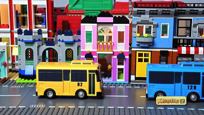 lego wheels on the bus with high speed passenger train and tayo buses | lego story | 4k |